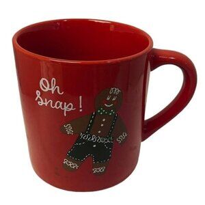 Threshold Gingerbread Man Oh Snap Stoneware Coffee Mug/Cup 2021 Red 3 1/2"  x 3"